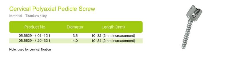 Medical Equipment Cervical Pedicle Screw System Spine Screw