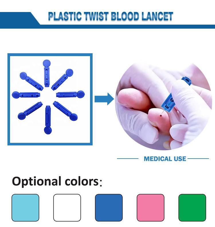 Hot Sale Disposable Flat Sterile Plastic Blood Lancet Soft Twist
