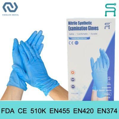 510K En455 En420 Powder Free Disposable Nitrile Blend Gloves