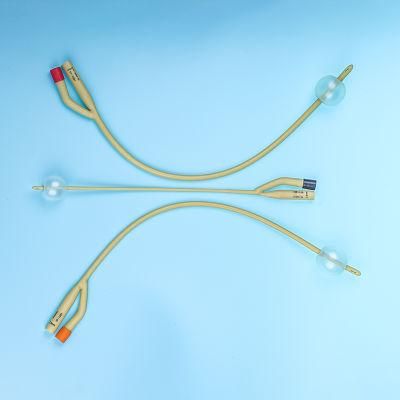 CE Approved 1/2/3 Way Disposable Medical Sterile Urine PVC or Silicone Coated Latex Foley Urethral Catheter with Balloon