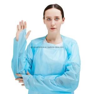 PPE Thumb Loop Long Sleeve Tie Back Fluid Resistant CPE Isolation Gown