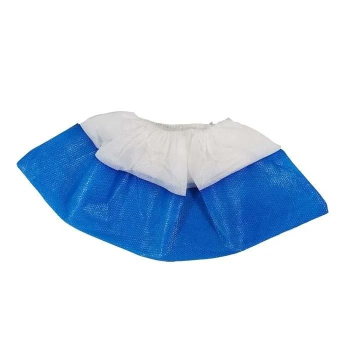 Heavy Weight One-Time Use Blue White Color Handmade Antistatic Dust Free Work Shop CPE Coated Non Slip Shoe Covers