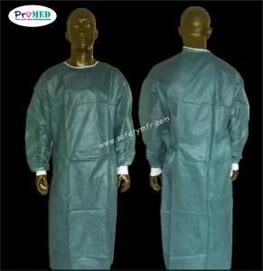 Invisible green/olive green Disposable SMS/PP/nonwoven sterile surgical gown with knitted cuff