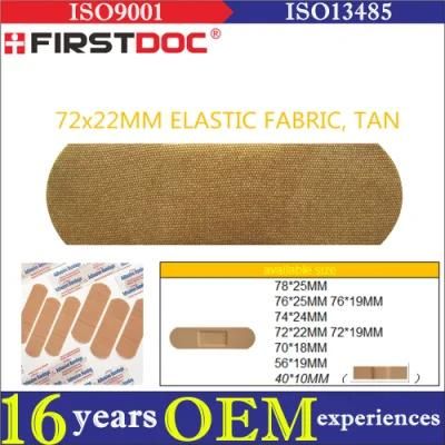 High Quality OEM 72*22mm Elastic Fabric Material Tan Color Adhesive Bandages