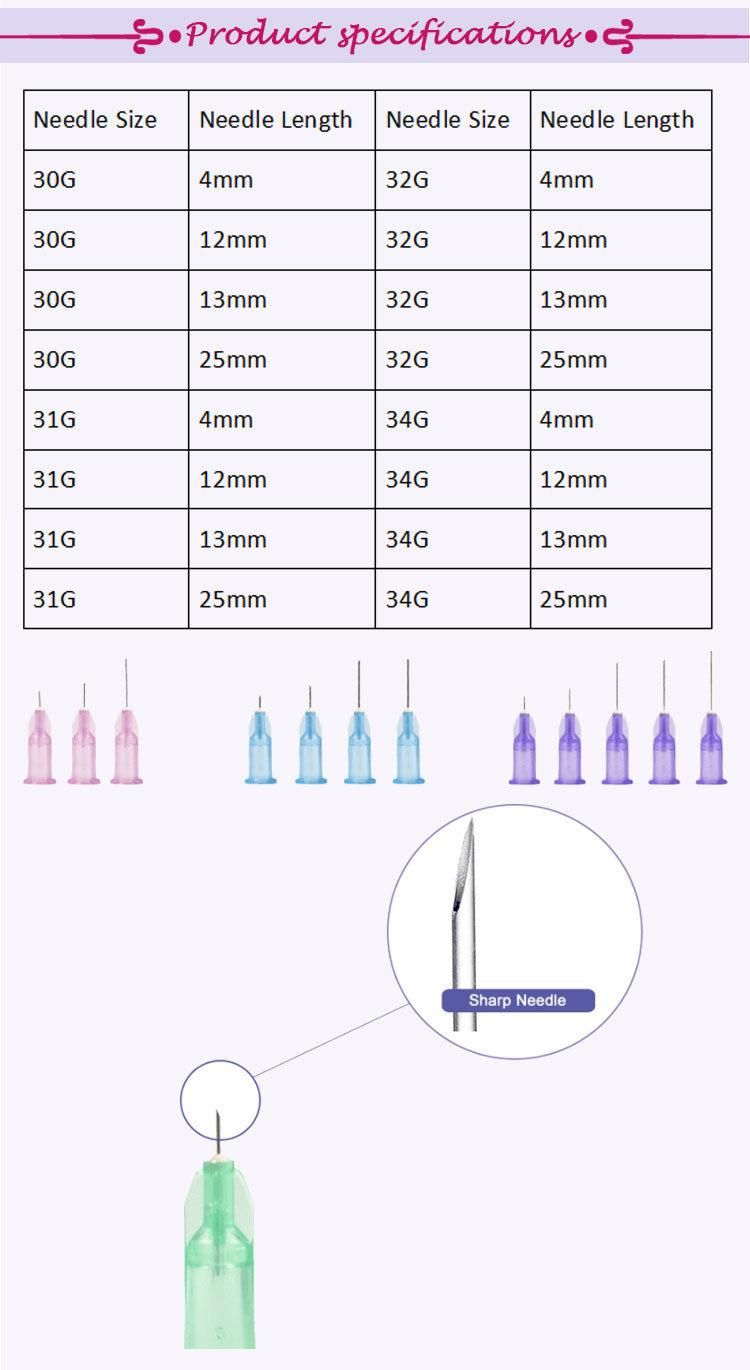 China Disposable Facial Injection Mesotherapy Needle 32g 4mm