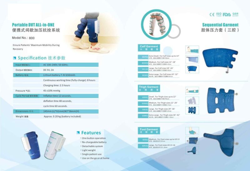 Calf and Thigh Cloth Sleeve for Deep Vein Thrombosis Prophylaxis Machine