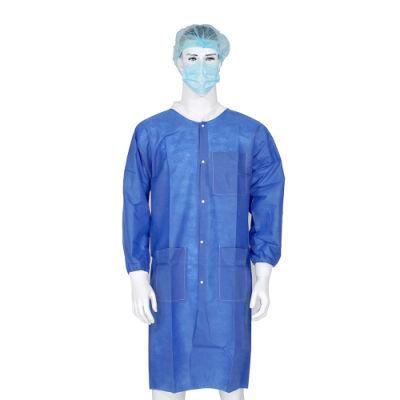 Disposable Non Woven SMS Lab Coats Blue Lab Coat