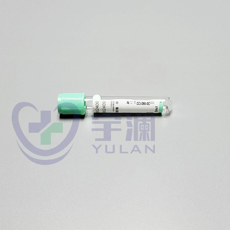 Disposable Pet Vacuum Blood Collection Tube Green Cap Heparin Tube 2ml