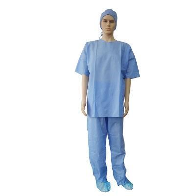 OEM Service Disposable Scrub Suit Crew Neck PP Nonwoven Surgical Isolation / Patient Gowns for Hospital