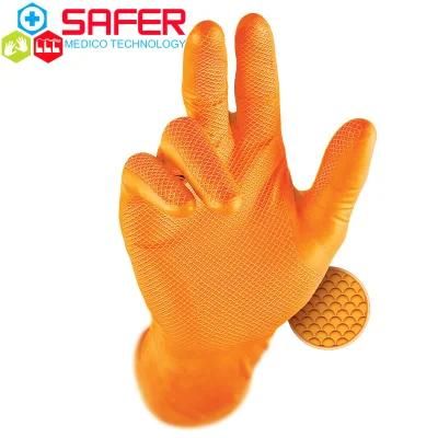 Disposable Diamond Texture Nitrile Glove for Heavy Work