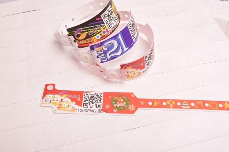 Goju Gj-8020 Waterproof Different Qr Code Plastic Wristband Wrist Bands for Water Park