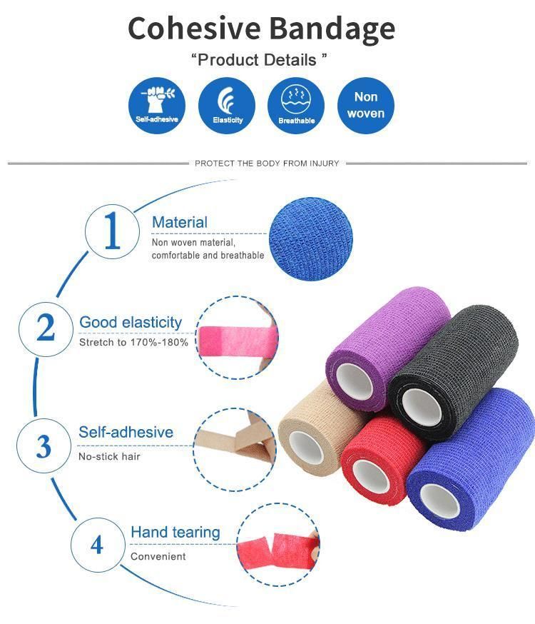 HD5 Cohesive Wrap Vetwrap Self Adhesive Non Woven Elastic Cohesive Bandage