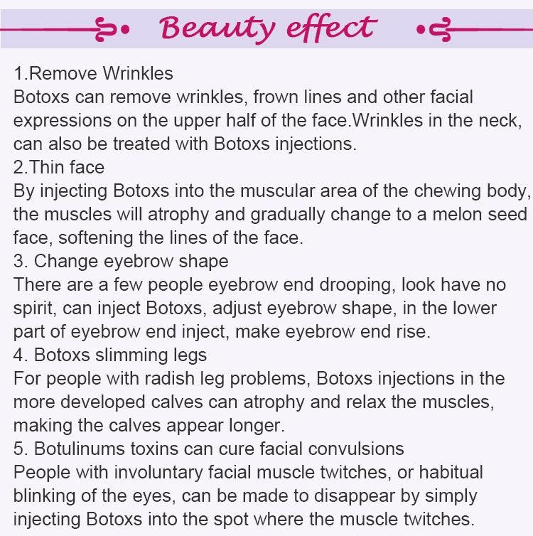 Hot Selling 50u 100u 200u Type Korea No Side Botulinum′ S Toxin Effet for Anti Wrinkle Powder