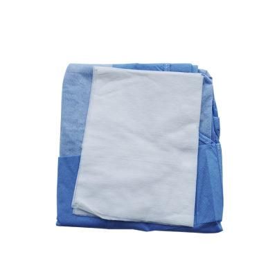 En 13795 Dental Surgery SMS Reinforced Surgical Gown with 2 Hand Towels