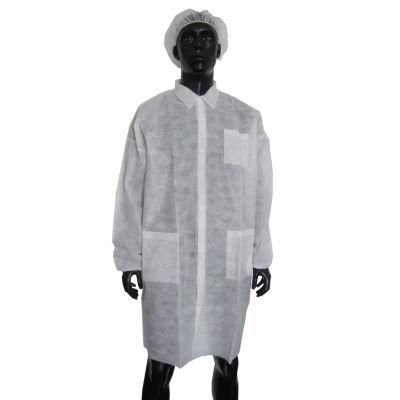 Single Collar Disposable Lab Coat with Elastic Cuff