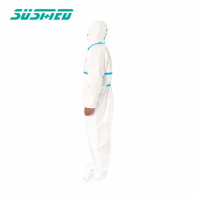 Elastic Cuffs High Quality Blue Polypropylene Security Coveralls Disposable Full Body Protection Suit
