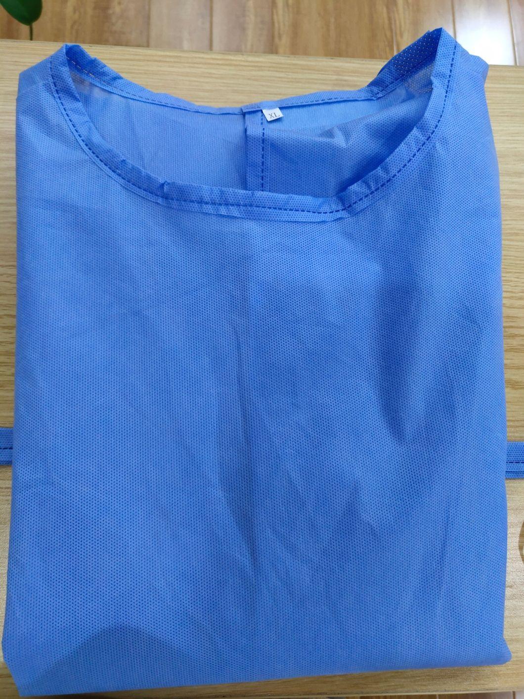 Disposable SBPP SMS Nonwoven Blue Surgical Patient Gown Hospital Scrub Suits