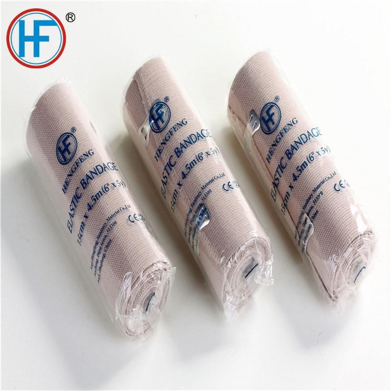 Elastic Crepe Bandage Body Wrap, First Aid Stretched Compression Skin Color High Elastic Bandage with Hook and Loop Closure