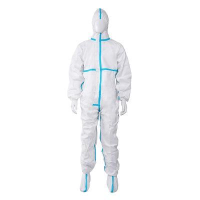 Disposable Non-Woven Coverall Microporous Coverall Type 5/6 with Heated Sealing Tapes for Chemical Splashes