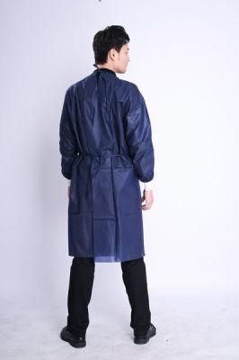 Standard Dark Blue Medical Polyethylene-Coated Isolation Gown