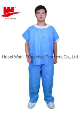 Disposable Scrub Suit with Round Neck and Short Sleeves