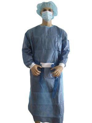 Blue Isolation Exam Non Woven Polypropylene Liquid Resistant Protective Disposable PPE Gown with Elastic Cuffs