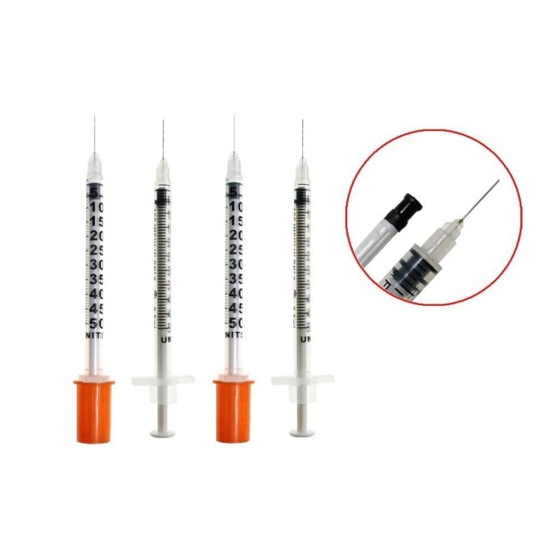 Sterile Disposable Medical Insulin Syringe with Fixed Needle U-40/U-100 0.3ml/0.5ml/1.0ml FDA CE&ISO