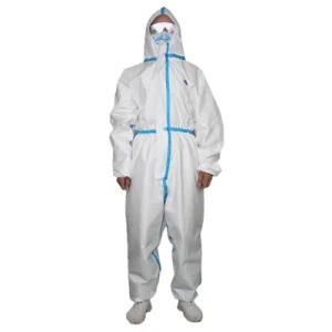 PPE Disposable Microporous Coverall Against Chemical Splashes with Blue Strips