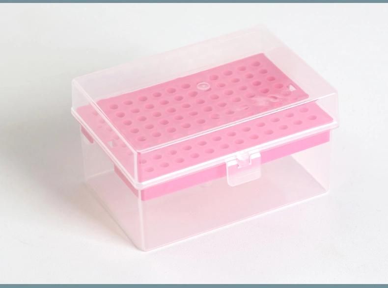 Sterile 100UL Blue Pipette Plastic Tips Rack Box with Filter