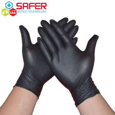 Factory Wholesale Synthetic Black Nitrile Coated Glove with Powder Free