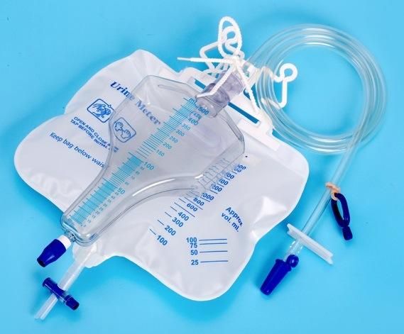 CE Approved 2000ml Disposable PVC Orsterilize Urine Drainage Bags Urine Container with T-Valve