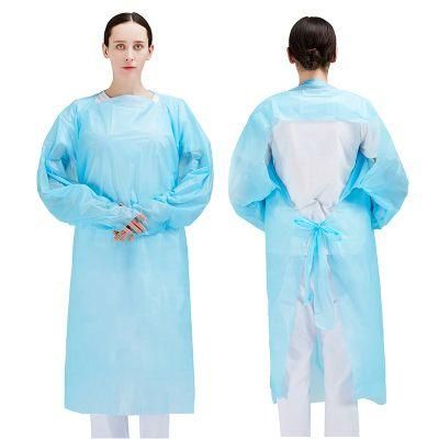 Operation Medical Disposable Surgical Isolation CPE Gown PPE Kit Disposable CPE Gown with Tumb Loop