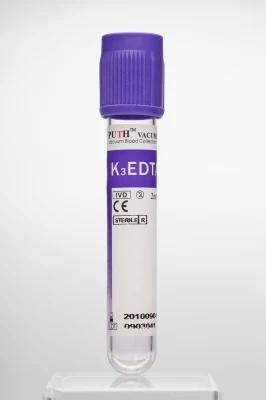 Vacuum Blood Collection Tube, EDTA K2/K3, Lavender or Purple Cap with Ce, ISO 13458