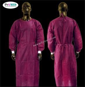 Purplish red/bordeaux /claret Disposable SMS sterile surgical gown with knitted cuff