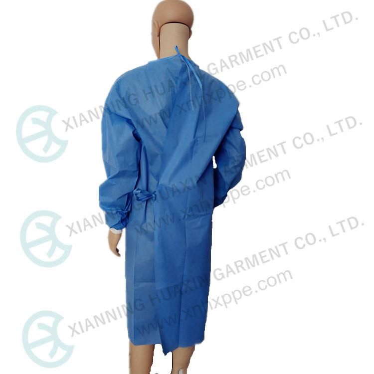 03G Blue SMS Doctors Dress Disposable Medical Isolation Gown Surgical Gown with Knit Cuff for Hospital Operating Theater