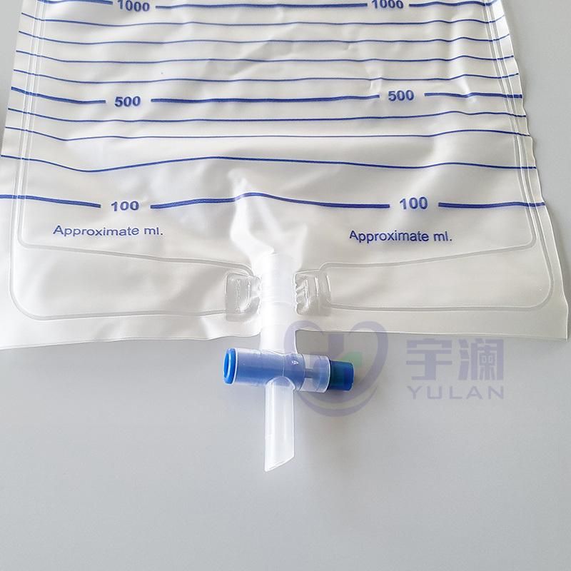 Disposable Sterilize Urine Bag Urine Collection Drainage Bag 2000ml with T-Valve
