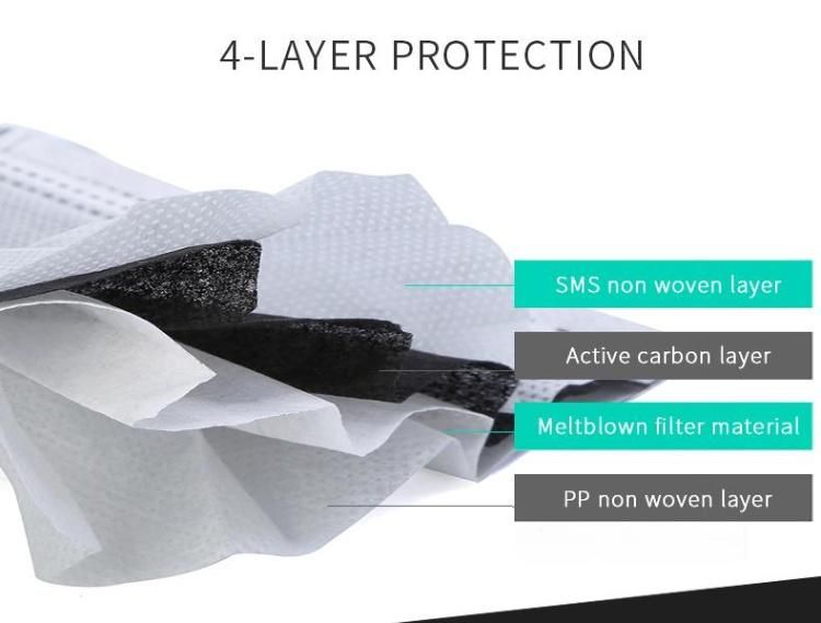 4-Ply Black Disposable Nonwoven Activated Carbon Mask