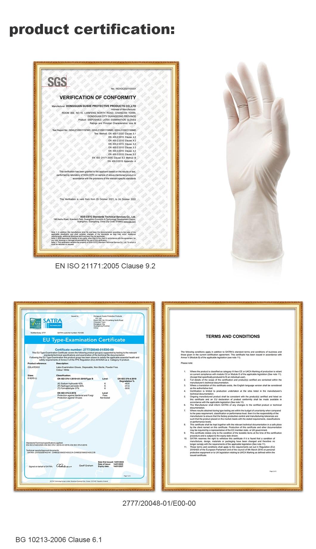 Factory Manufacture Medical Examination Disposable Latex Powder Free Latex White Large Gloves