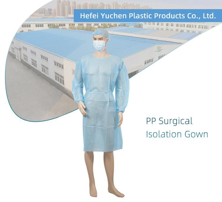 Manufacturer Blue/Yellow/Green Color 20GSM PP Nonwoven Protective Isolation Gown 115*137cm