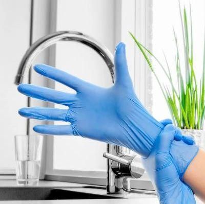 100PCS Blue Disposable Blended Nitrile Gloves for Household Cleaning Products Industrial Washing Tattoo