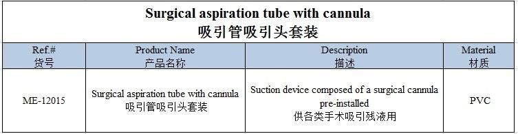 Medical Apparatus Surgical Aspiration Tube with Cannula