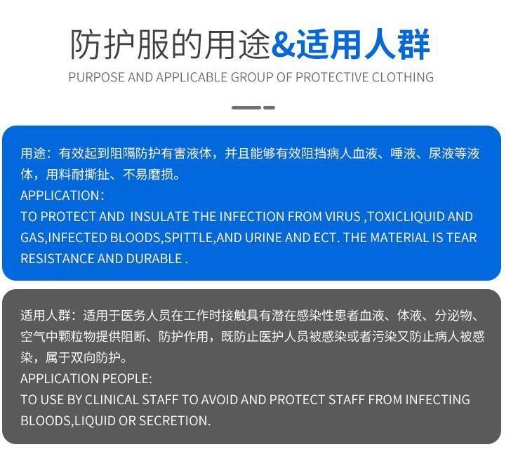 Ce Approved Disposable Protective Safety Coverall/ Protection Suit with Disposable Protective Clothing Chemical Protective Suit Safety Clothing