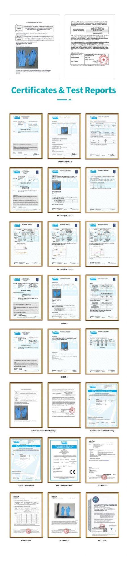 Disposable Nitrile Multi-Purpose Gloves En ISO374, En455 Standard