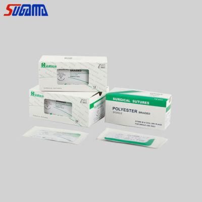 Factory Price Disposable Medical Sterile Polyester Surgical Suture with Needle