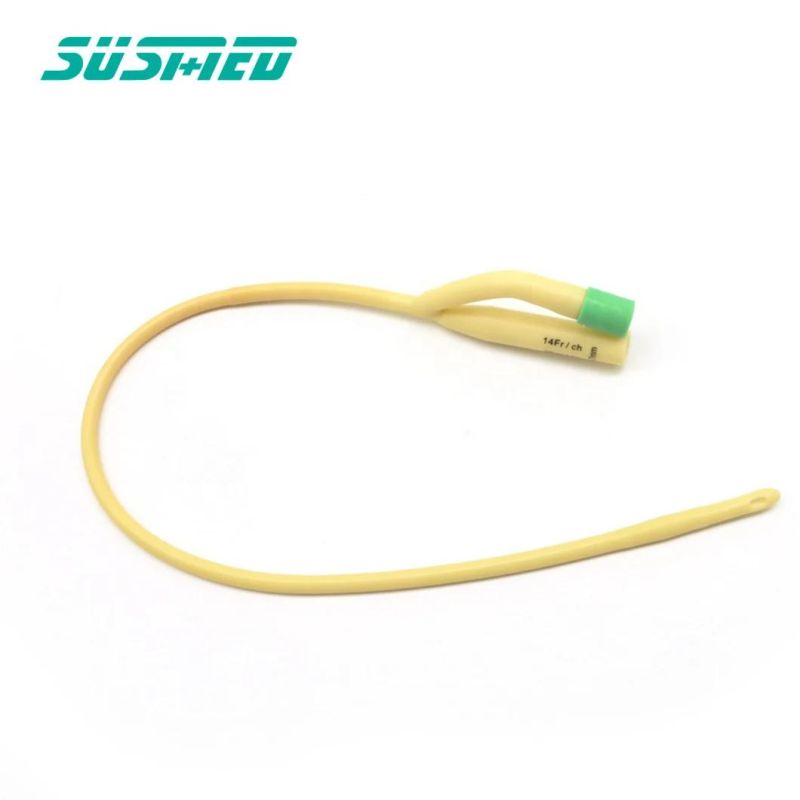 Medical Disposable Silicone Coated Latex Foley Male Catheter with Water Pouch