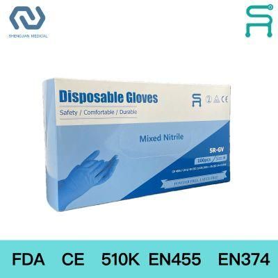 Powder Free Disposable Nitrile Blend Gloves FDA CE Nitrile Gloves