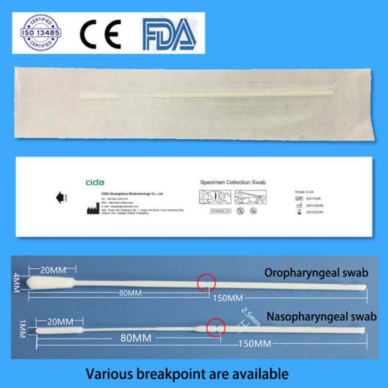 CE FDA Medical Disposables Sterile Oral Oropharyngeal Nasal Nasopharyngeal Sampling Kits Throat Nose Collection Vtm Swab for PCR Rapid Diagnostic Test