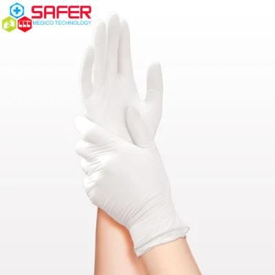 White Disposable Nitrile Gloves with Powder Free Non Sterile