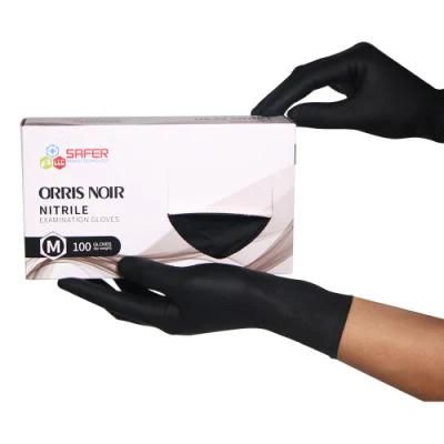 4mil 6mil 8mil Black Industrial Powder Free Disposable Nitrile Gloves