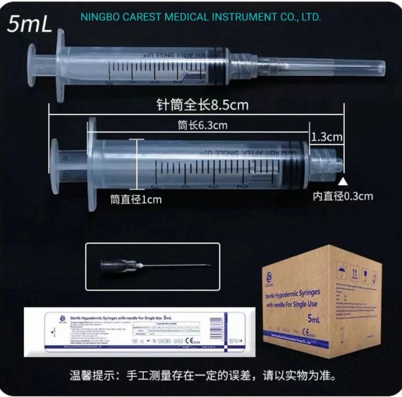 Sterile Hypodermic Syringe with Needle for Single Use